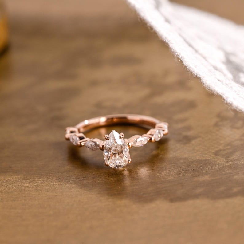 Marquise Cut Cluster Styled Lab Grown Diamond Engagement Ring