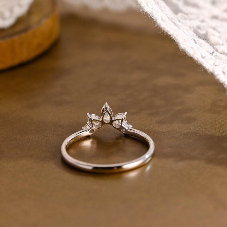 Marquise Cut Cluster Styled Lab Grown Wedding Band