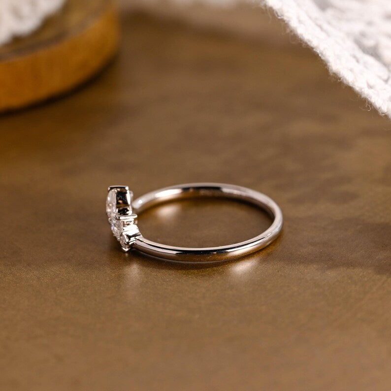 Marquise Cut Cluster Styled Lab Grown Wedding Band