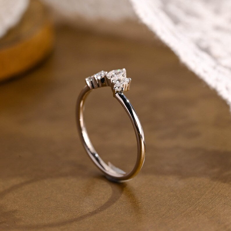 Marquise Cut Cluster Styled Lab Grown Wedding Band