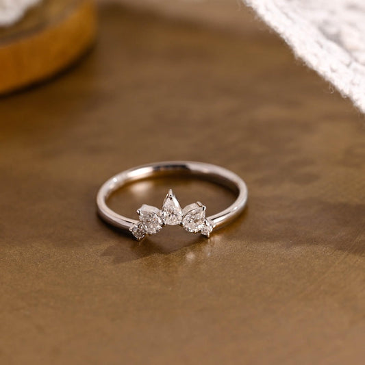 Marquise Cut Cluster Styled Lab Grown Wedding Band
