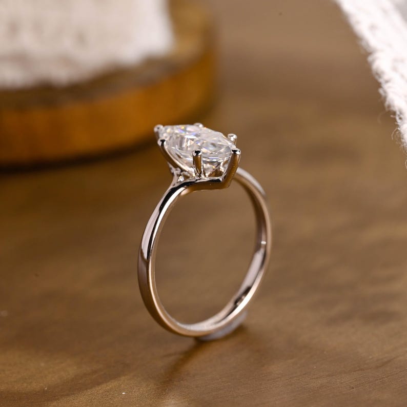 Marquise Cut Cluster Styled Lab Grown Diamond Engagement Ring