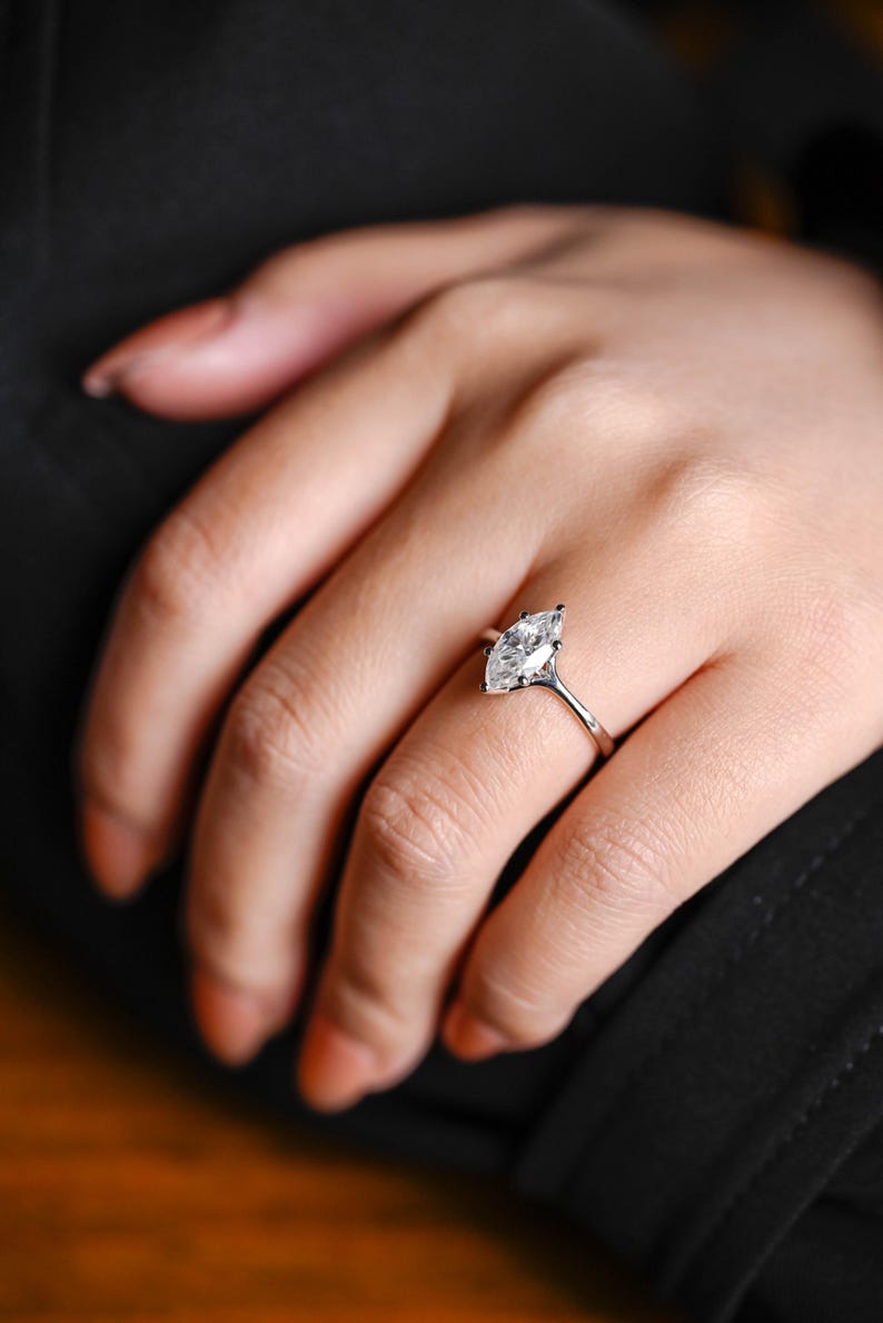 Marquise Cut Cluster Styled Lab Grown Diamond Engagement Ring