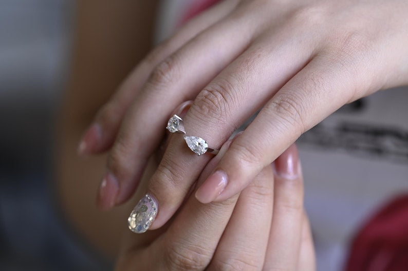 Marquise Cut Cluster Styled Lab Grown Diamond Engagement Ring
