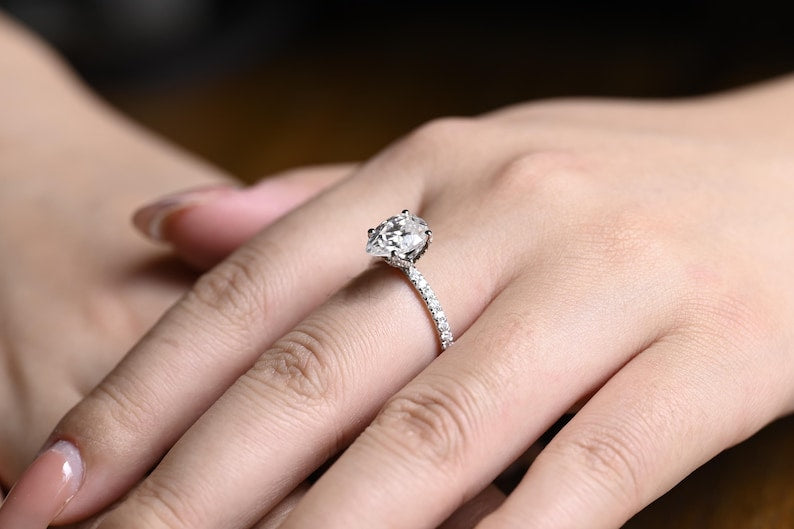 Marquise Cut Cluster Styled Lab Grown Diamond Engagement Ring
