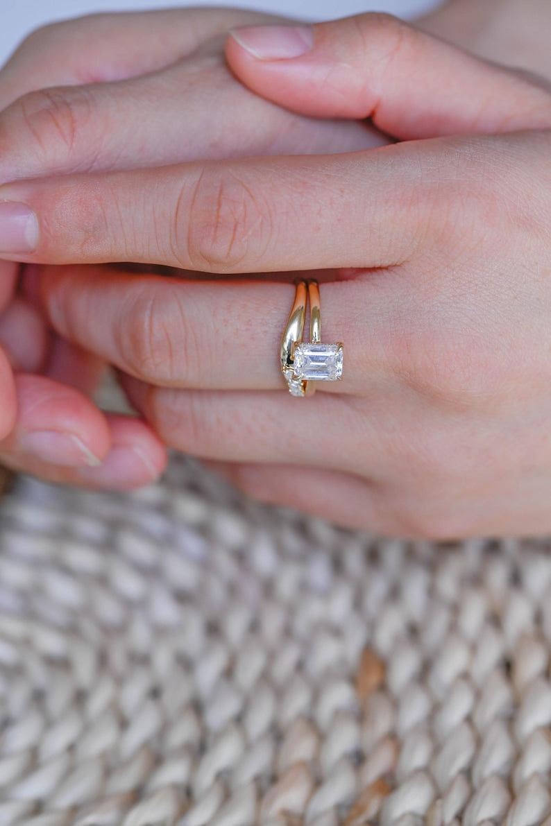Marquise Cut Cluster Styled Lab Grown Diamond Bridal Ring Set