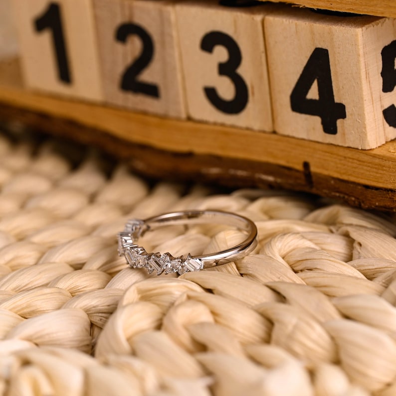 Marquise Cut Cluster Styled Lab Grown Wedding Band