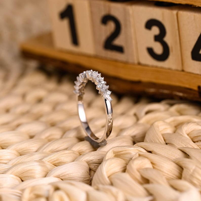 Marquise Cut Cluster Styled Lab Grown Wedding Band