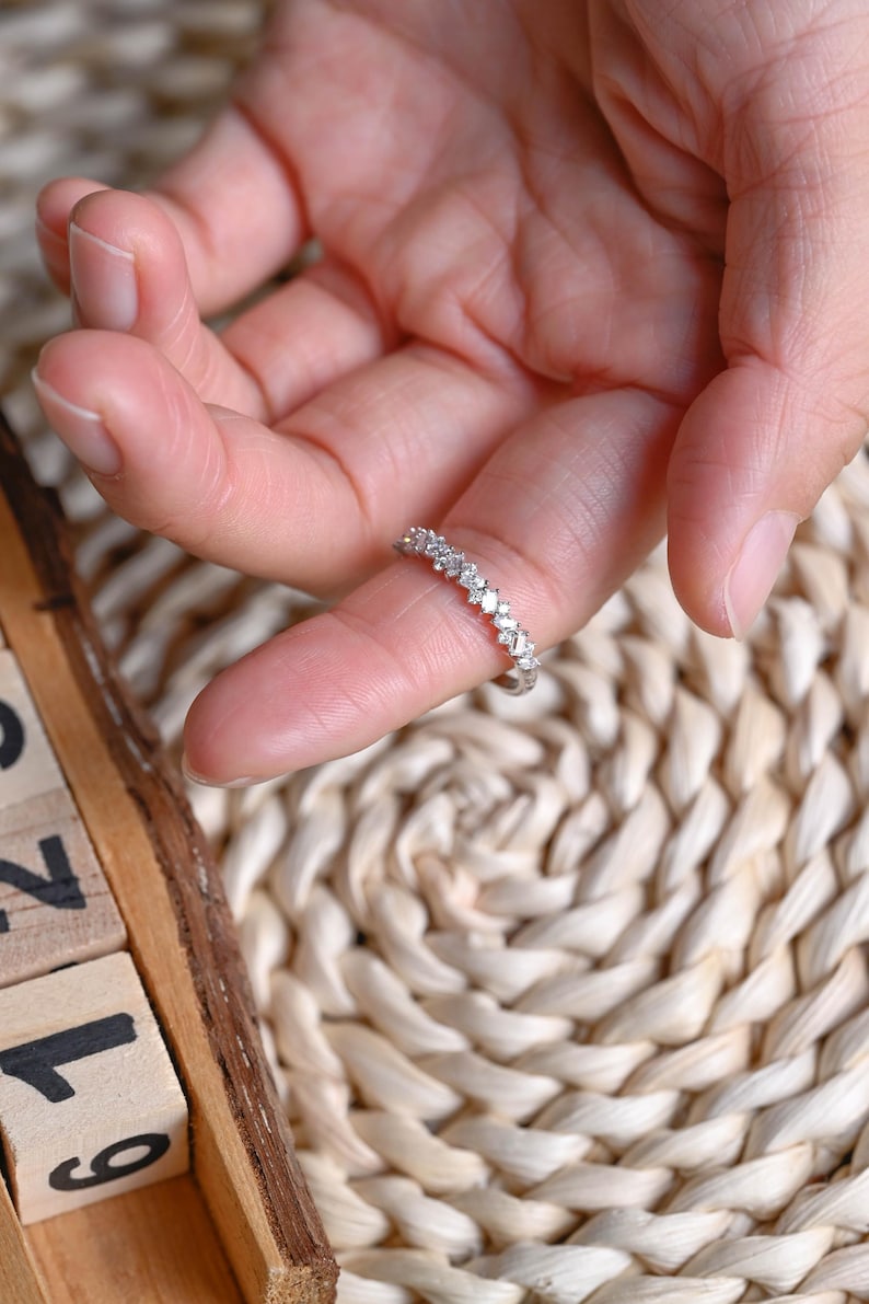 Marquise Cut Cluster Styled Lab Grown Wedding Band