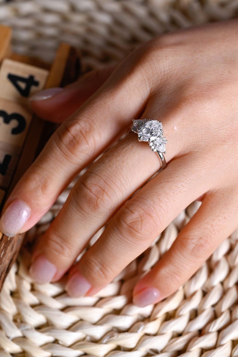 Marquise Cut Cluster Styled Lab Grown Diamond Engagement Ring