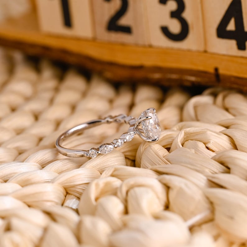 Marquise Cut Cluster Styled Lab Grown Diamond Engagement Ring
