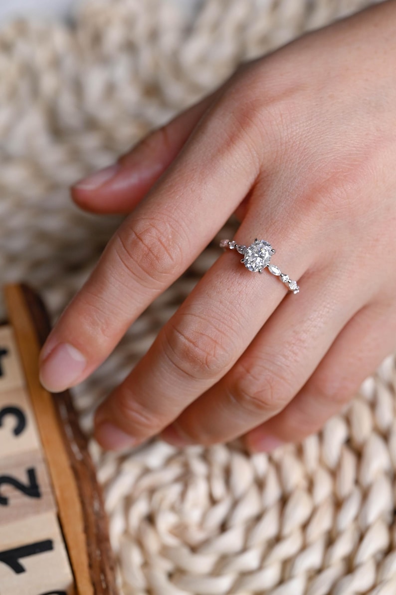 Marquise Cut Cluster Styled Lab Grown Diamond Engagement Ring