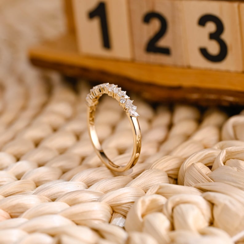 Marquise Cut Cluster Styled Lab Grown Wedding Band