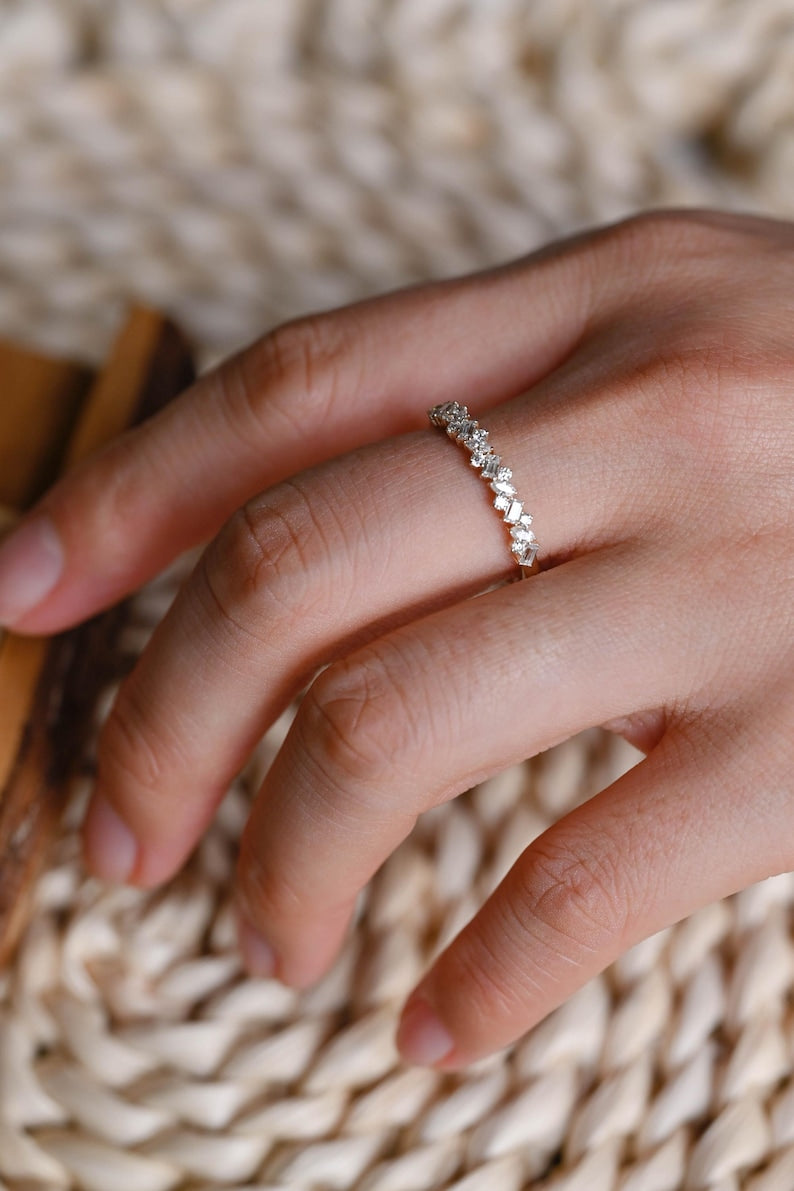 Marquise Cut Cluster Styled Lab Grown Wedding Band