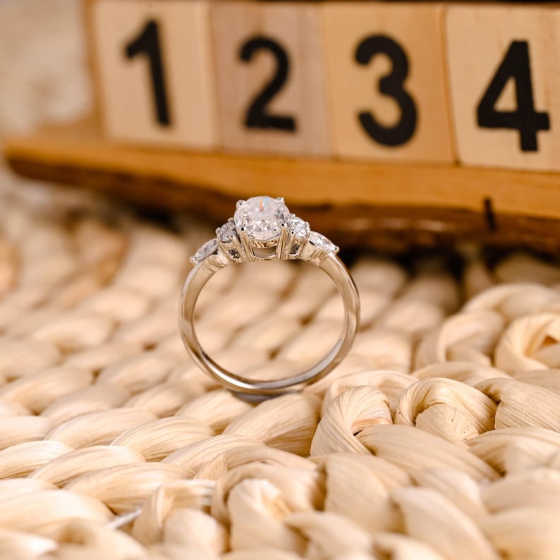 Marquise Cut Cluster Styled Lab Grown Diamond Engagement Ring
