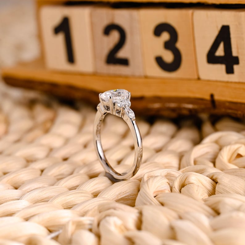 Marquise Cut Cluster Styled Lab Grown Diamond Engagement Ring