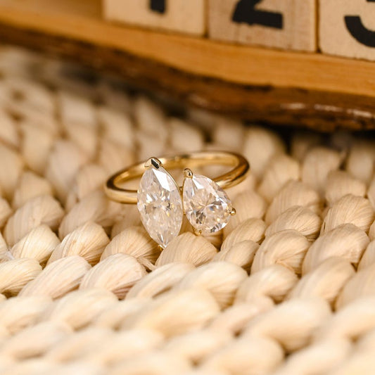 Marquise Cut Cluster Styled Lab Grown Diamond Engagement Ring