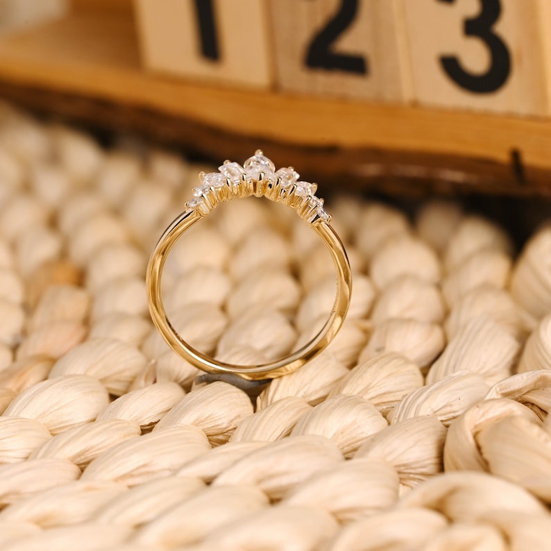 Marquise Cut Cluster Styled Lab Grown Wedding Band