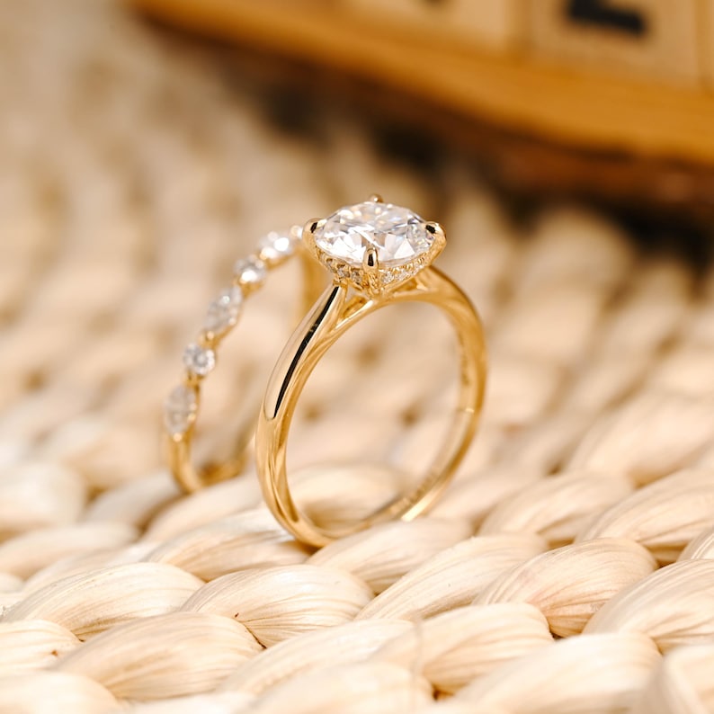 Marquise Cut Cluster Styled Lab Grown Diamond Bridal Ring Set