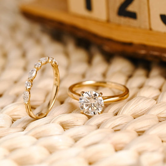 Marquise Cut Cluster Styled Lab Grown Diamond Bridal Ring Set