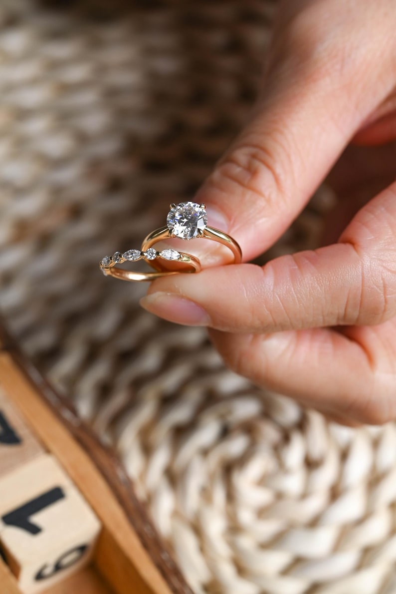 Marquise Cut Cluster Styled Lab Grown Diamond Bridal Ring Set