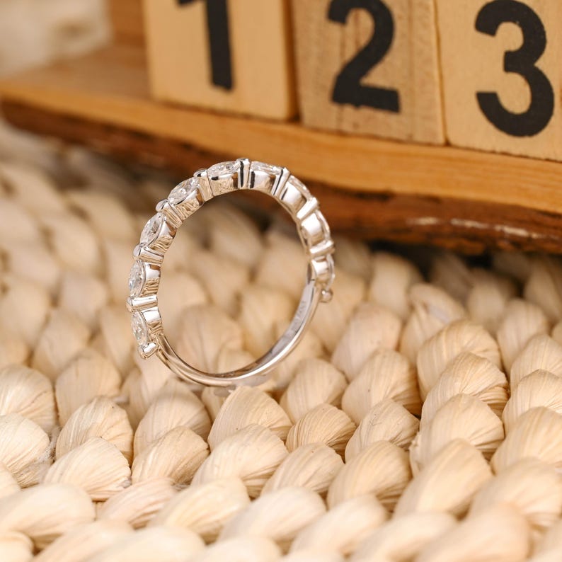Marquise Cut Cluster Styled Lab Grown Wedding Band