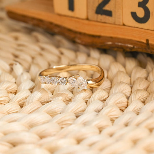 Marquise Cut Cluster Styled Lab Grown Wedding Band