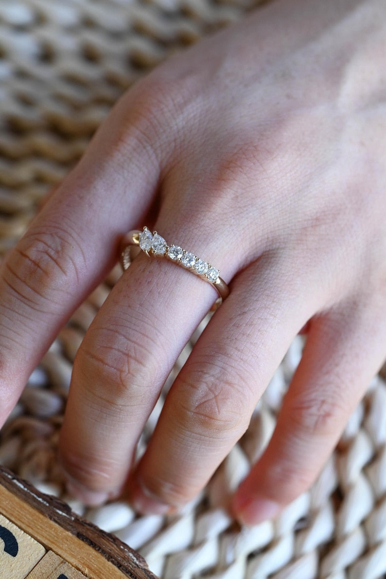 Marquise Cut Cluster Styled Lab Grown Wedding Band