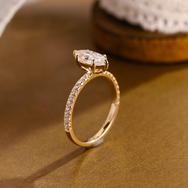 Marquise Cut Cluster Styled Lab Grown Diamond Engagement Ring