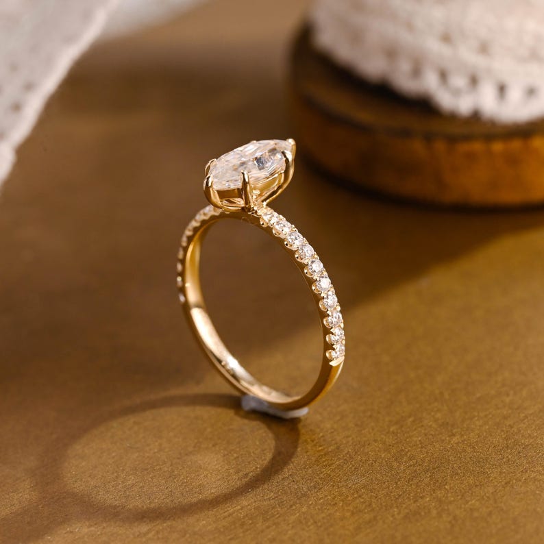 Marquise Cut Cluster Styled Lab Grown Diamond Engagement Ring