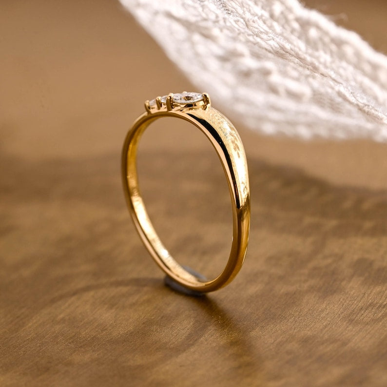 Marquise Cut Cluster Styled Lab Grown Wedding Band