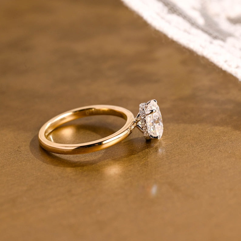 Marquise Cut Cluster Styled Lab Grown Diamond Engagement Ring