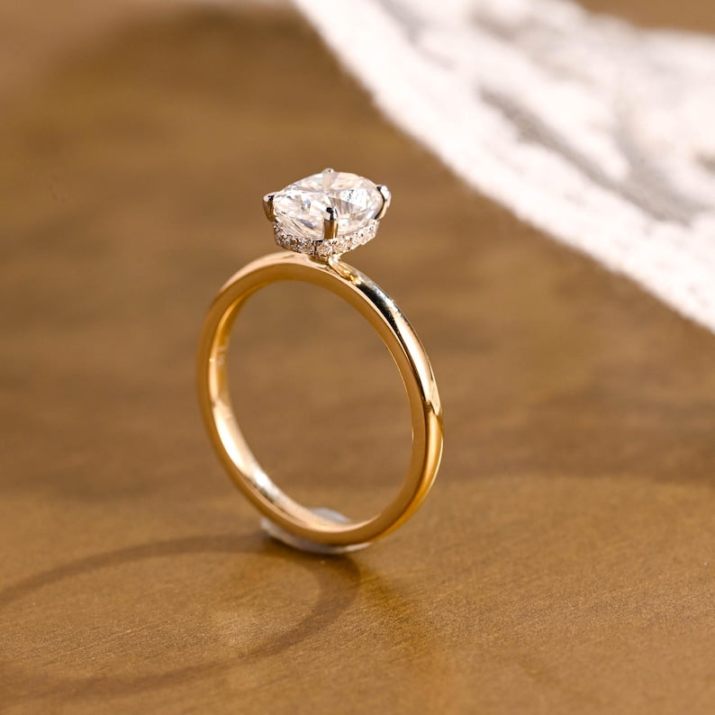 Marquise Cut Cluster Styled Lab Grown Diamond Engagement Ring