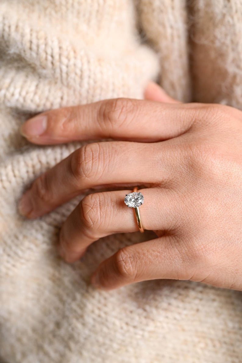 Marquise Cut Cluster Styled Lab Grown Diamond Engagement Ring