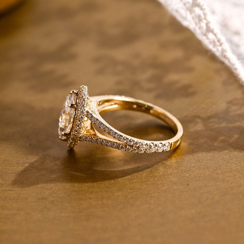 Marquise Cut Cluster Styled Lab Grown Diamond Engagement Ring