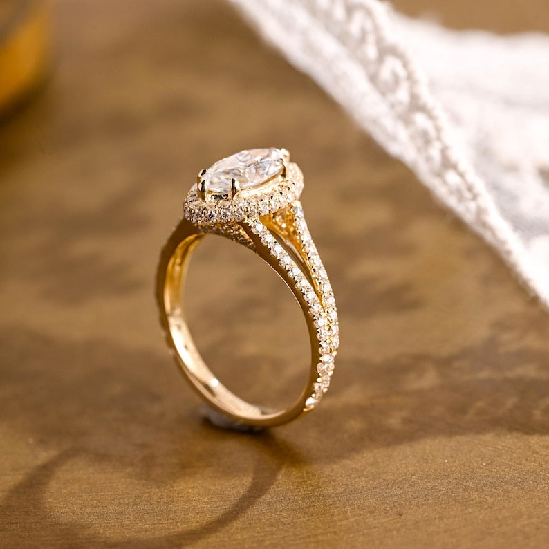 Marquise Cut Cluster Styled Lab Grown Diamond Engagement Ring