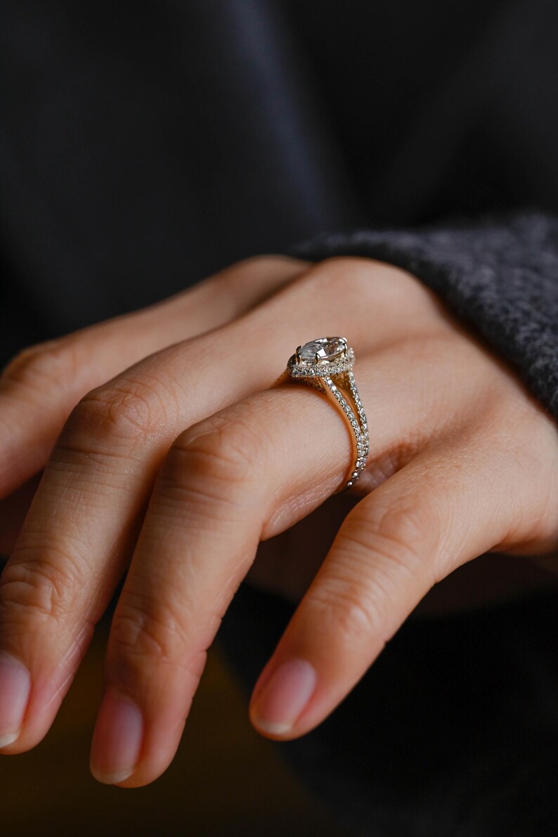 Marquise Cut Cluster Styled Lab Grown Diamond Engagement Ring