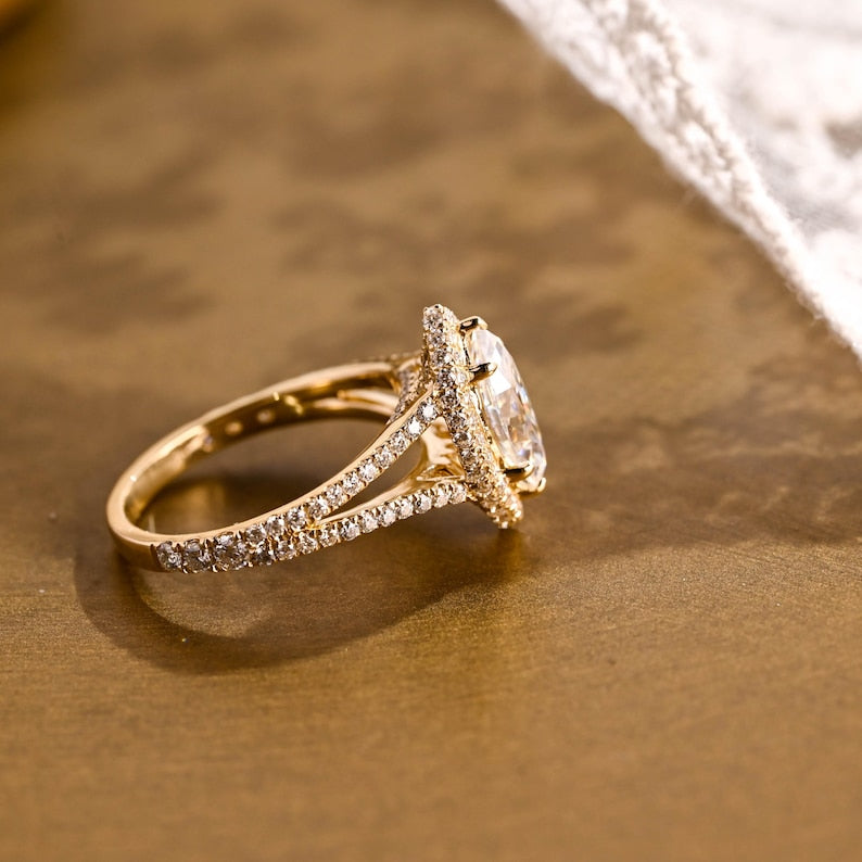Marquise Cut Cluster Styled Lab Grown Diamond Engagement Ring