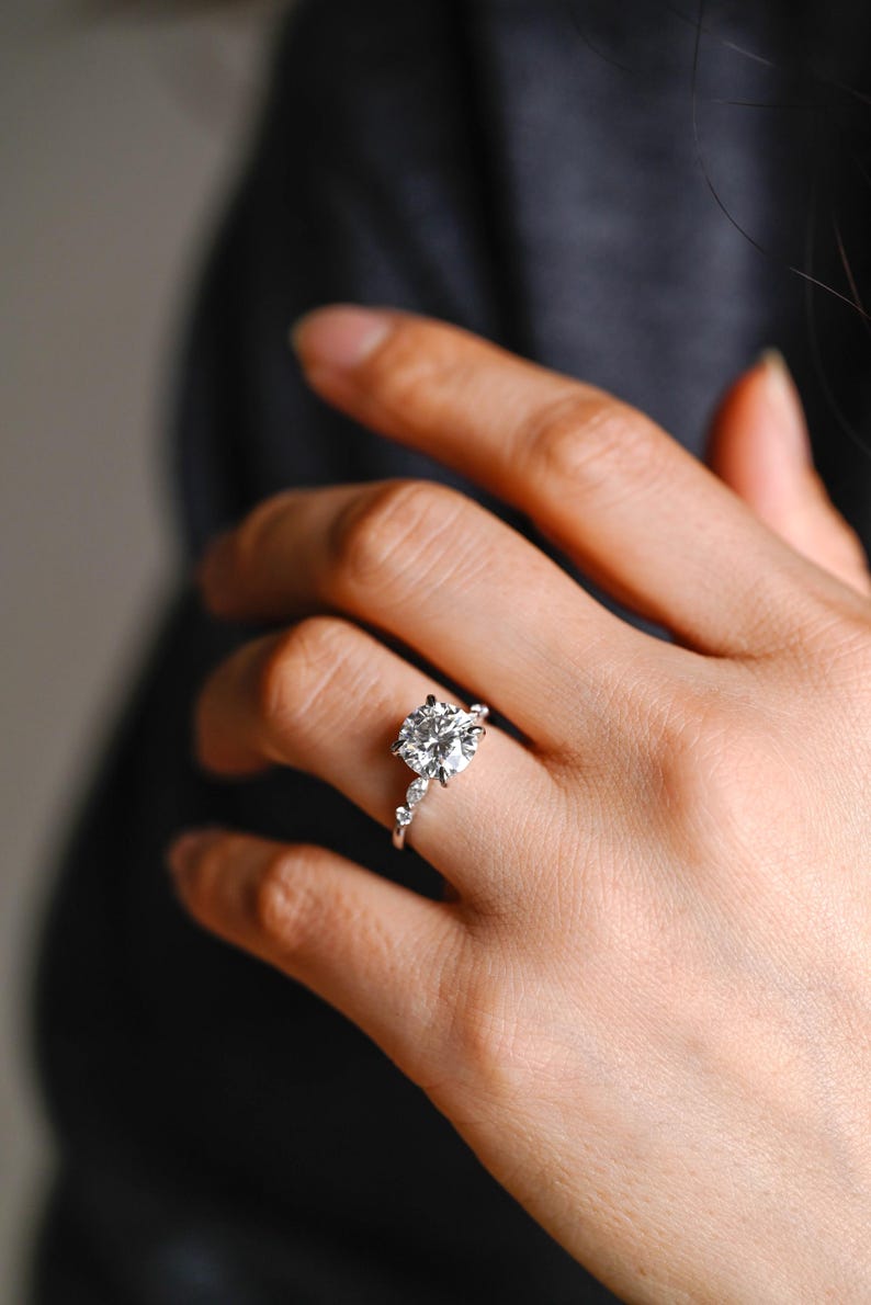Marquise Cut Cluster Styled Lab Grown Diamond Engagement Ring