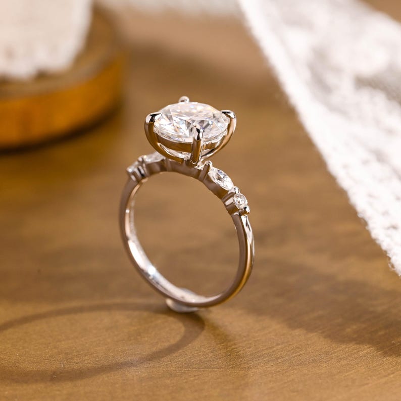 Marquise Cut Cluster Styled Lab Grown Diamond Engagement Ring