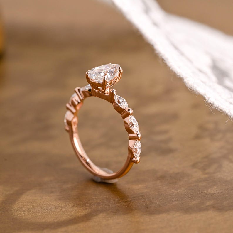 Marquise Cut Cluster Styled Lab Grown Diamond Engagement Ring