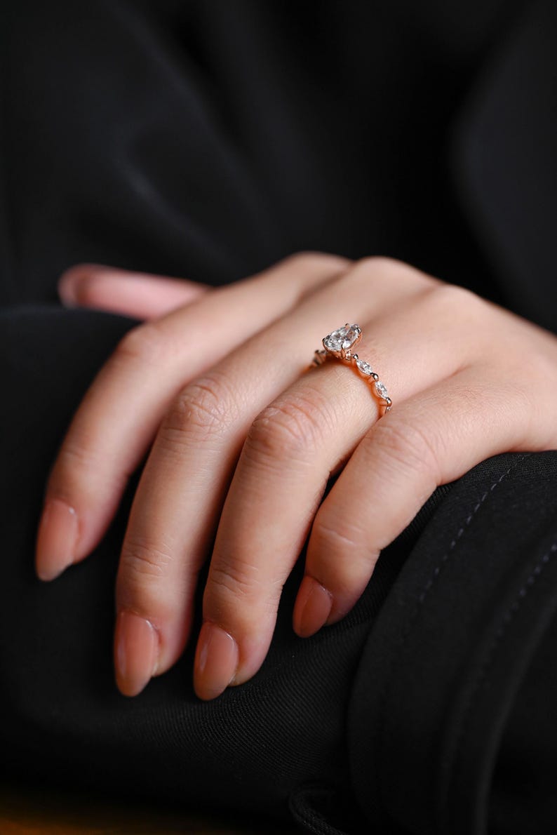 Marquise Cut Cluster Styled Lab Grown Diamond Engagement Ring