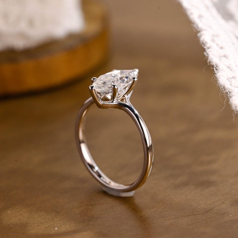 Marquise Cut Cluster Styled Lab Grown Diamond Engagement Ring