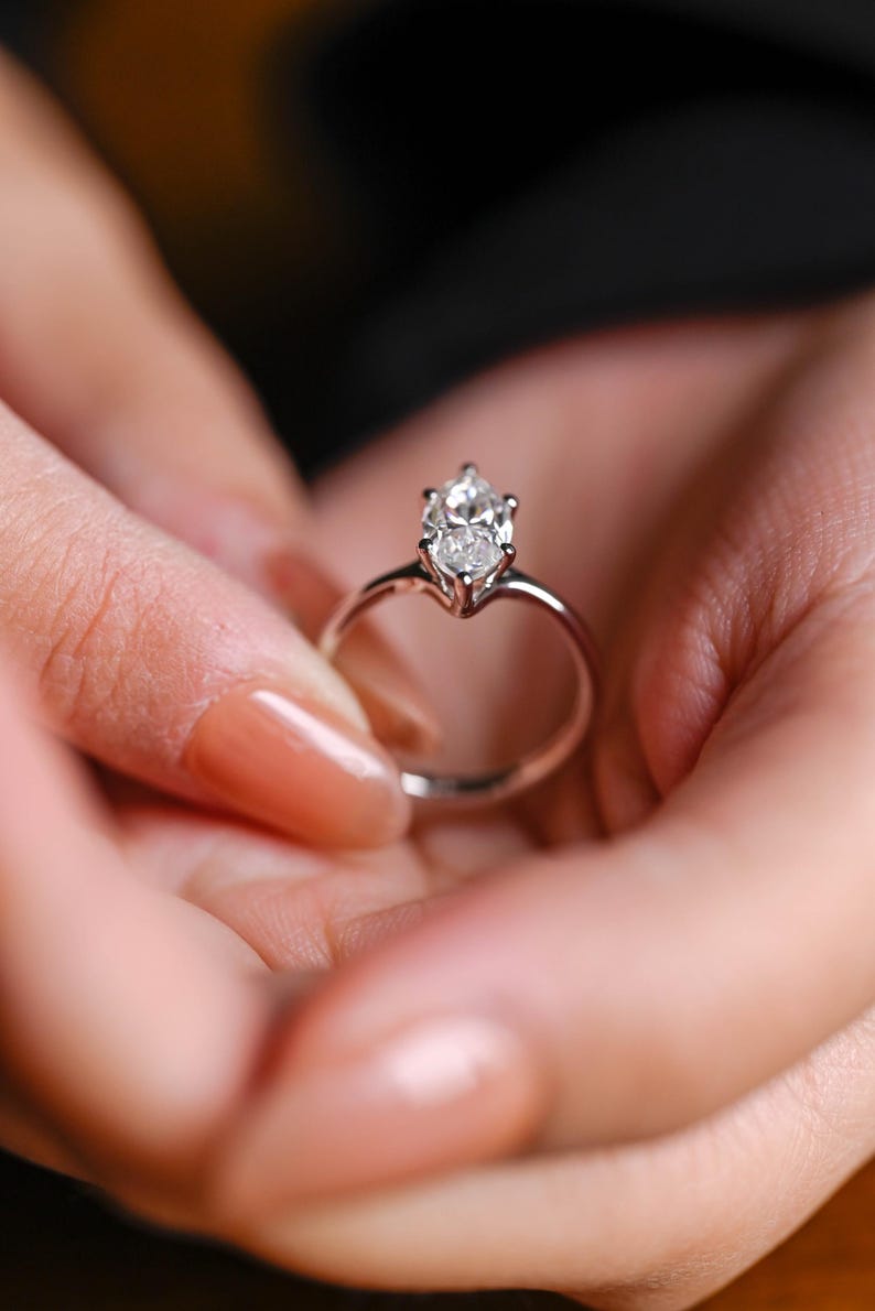 Marquise Cut Cluster Styled Lab Grown Diamond Engagement Ring