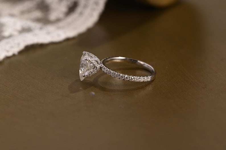 Marquise Cut Cluster Styled Lab Grown Diamond Engagement Ring