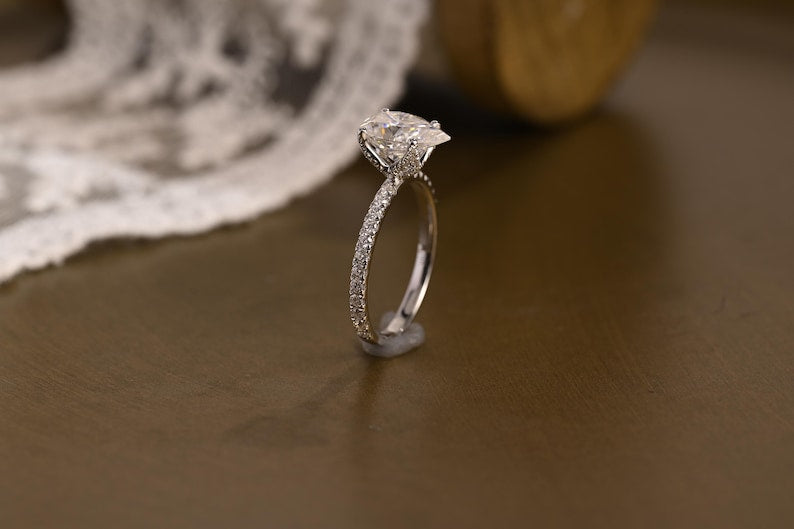 Marquise Cut Cluster Styled Lab Grown Diamond Engagement Ring