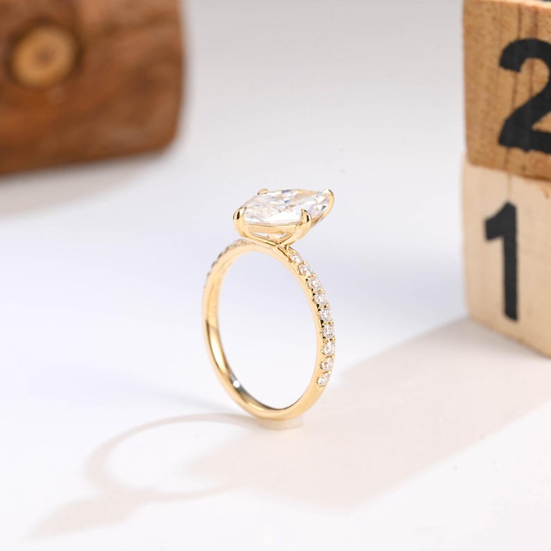 Marquise Cut Cluster Styled Lab Grown Diamond Engagement Ring