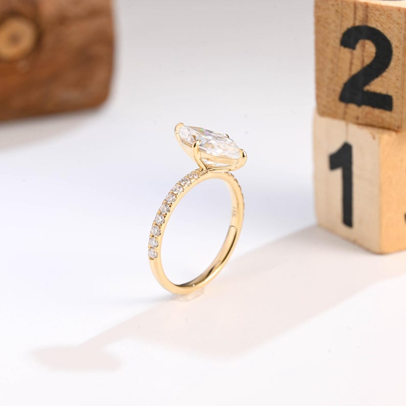 Marquise Cut Cluster Styled Lab Grown Diamond Engagement Ring
