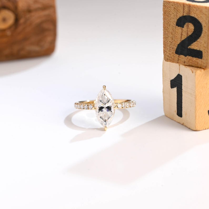 Marquise Cut Cluster Styled Lab Grown Diamond Engagement Ring
