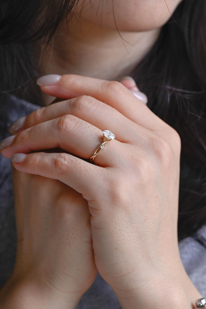 Marquise Cut Cluster Styled Lab Grown Diamond Engagement Ring